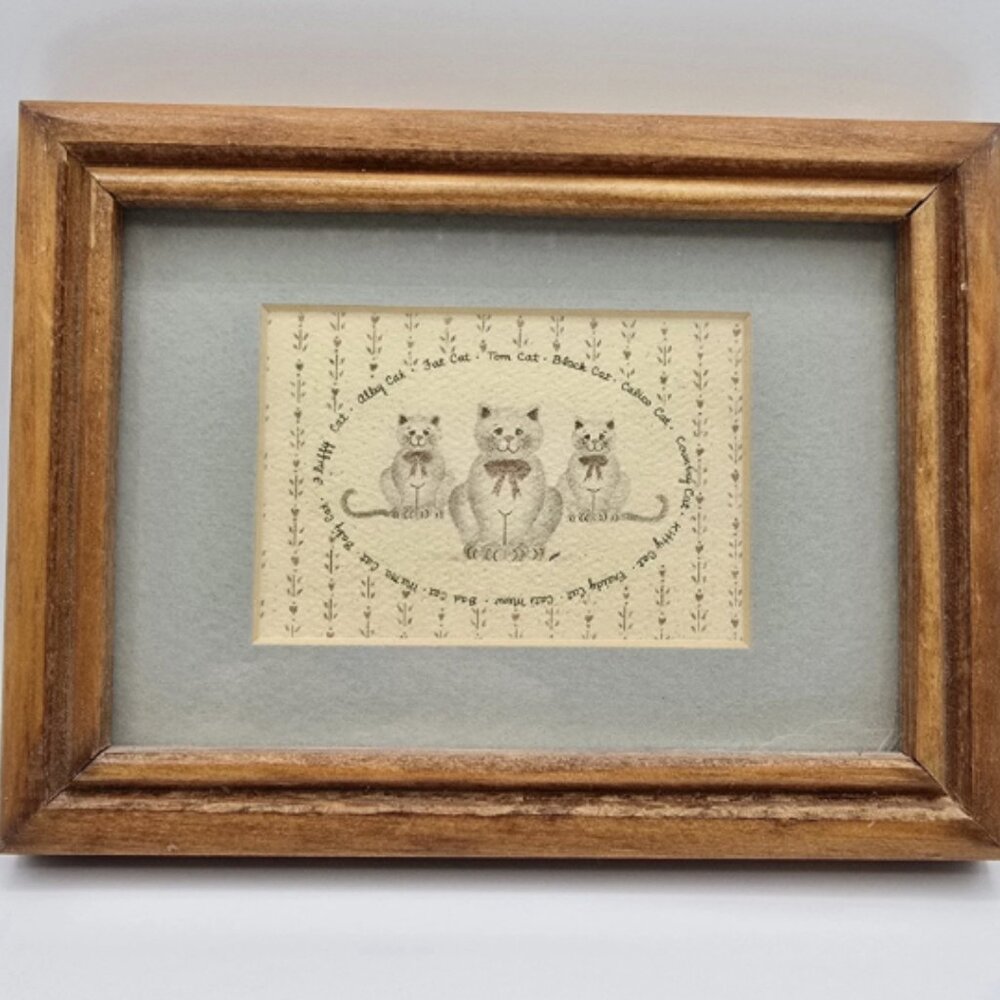 Vintage Framed Wood Home Sign Cat Lady Decor